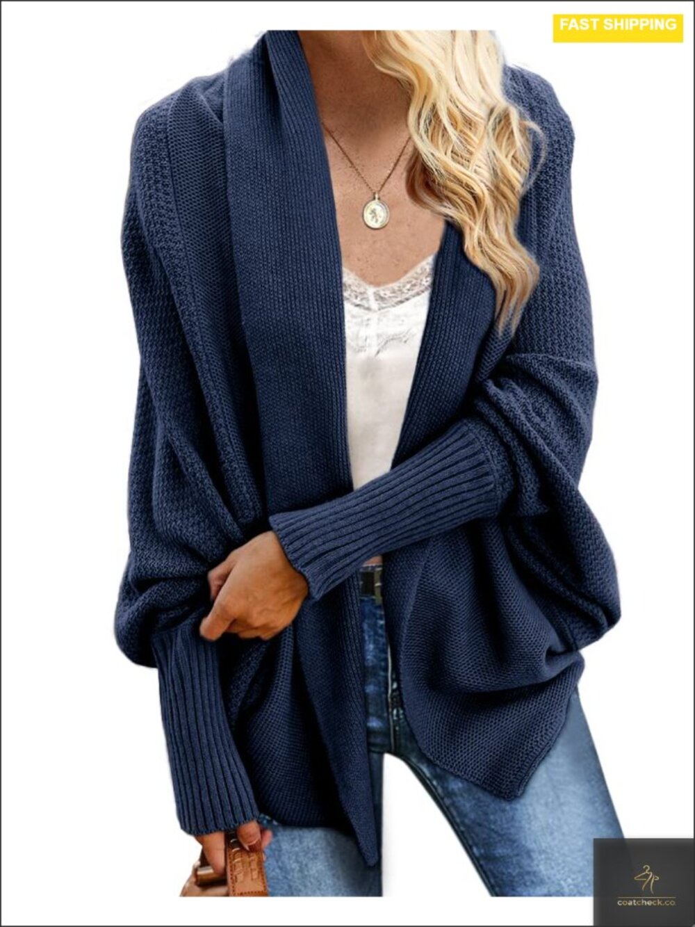 Oversized Chunky Cable Knit Batwing Slouchy Cardigan Sweater
